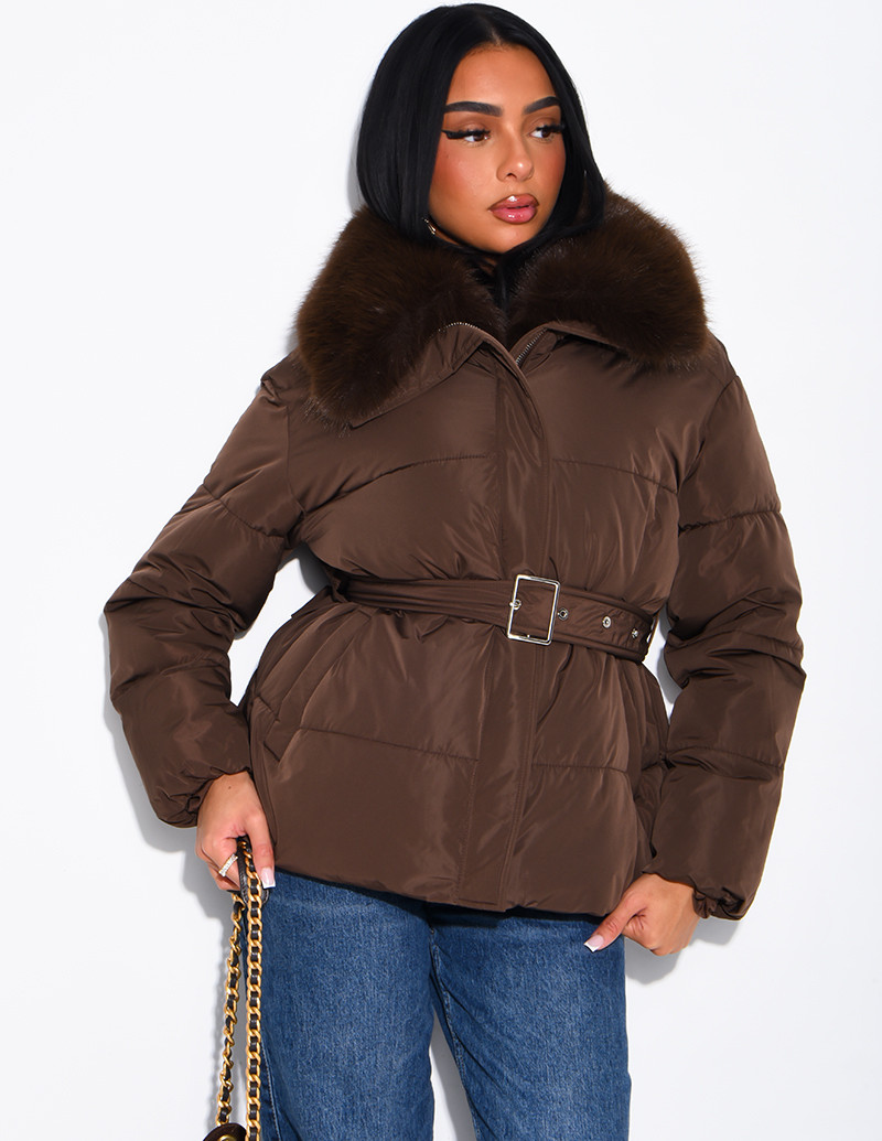 Quilted puffer jacket with...