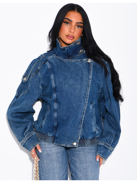 Veste en jeans oversize col montant