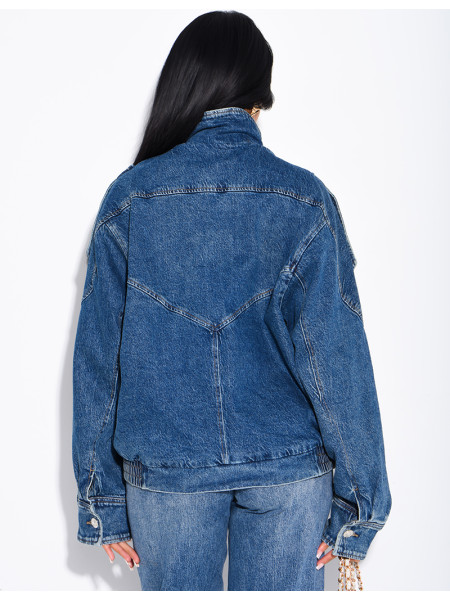 Veste en jeans oversize col montant