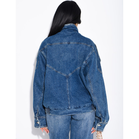 Veste en jeans oversize col montant