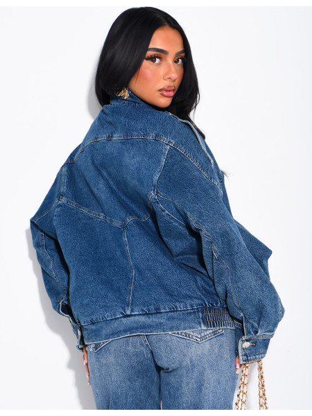 Veste en jeans oversize col montant