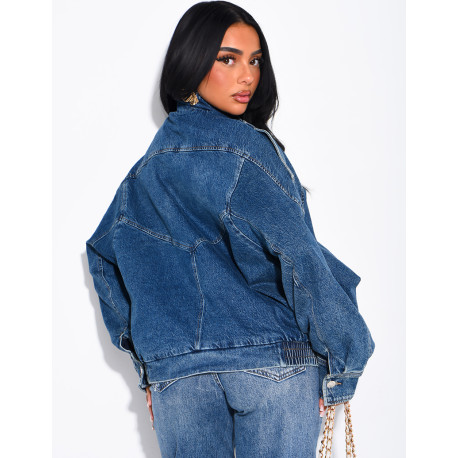 Veste en jeans oversize col montant