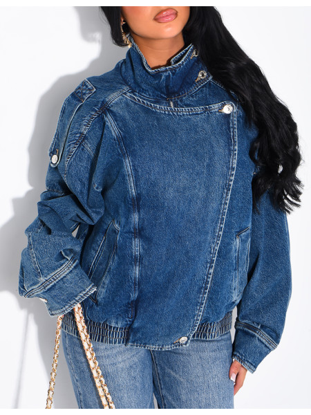 Veste en jeans oversize col montant