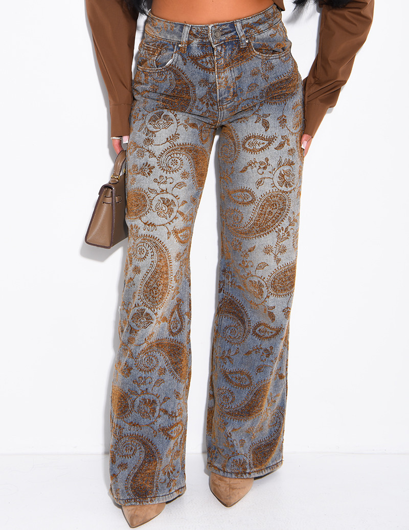 Faded wide-leg jeans with...