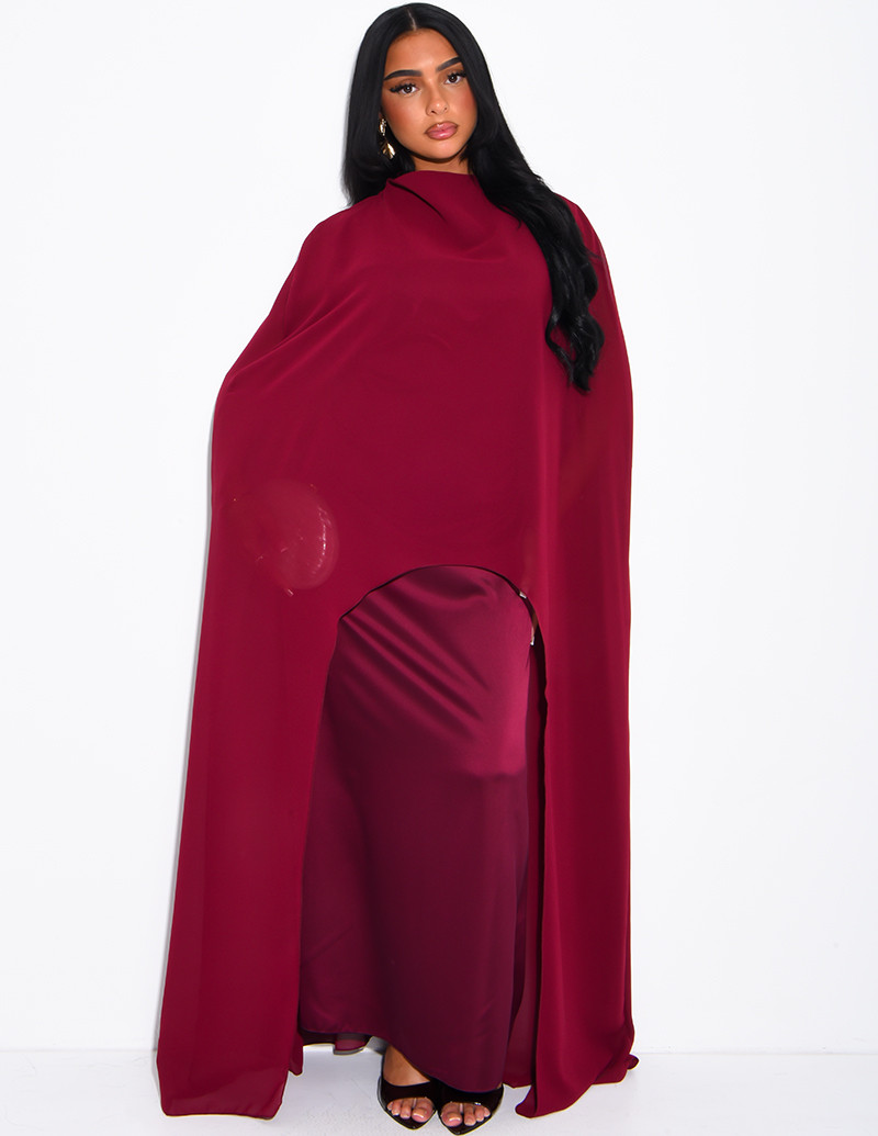 Long satin tie-front dress...