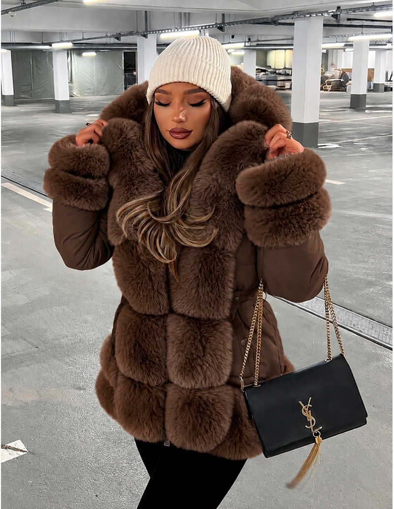 Padded jacket with faux fur