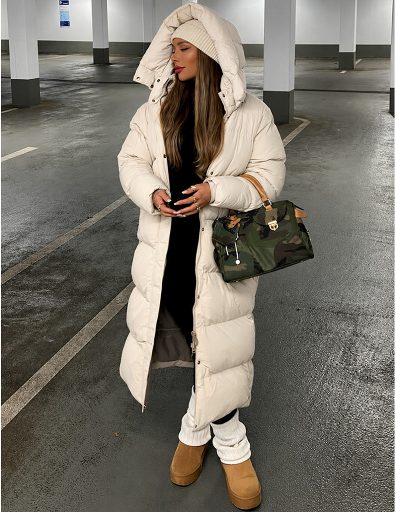 Long down jacket with hoode